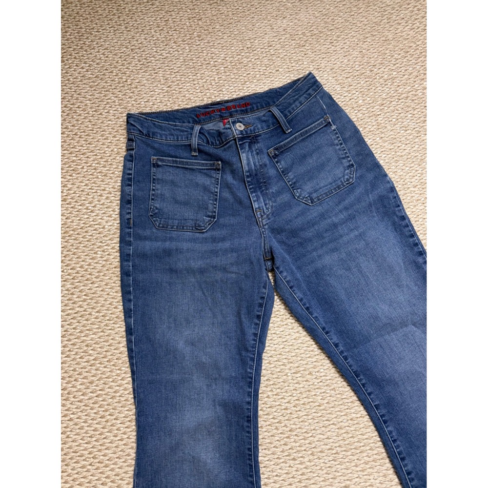 Lucky Brand Stevie High Rise Flare Jeans Blue Patch Pocket Raw Hem 10/30 A - Picture 2 of 7